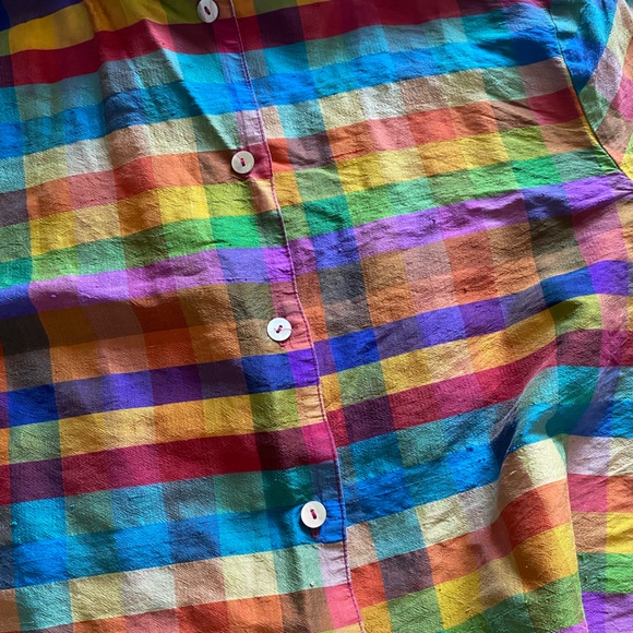 Kathleen sommers plaid multicolor silk blouse size medium - Picture 5 of 11